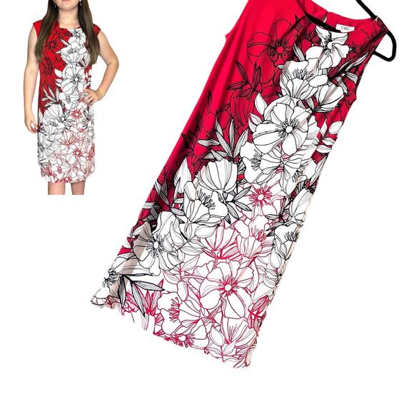 CATO Hawaiian DRESS Womens MED Red White Hibiscus Flowers Sun Slip Sleeveless - Picture 11 of 11